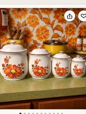 Vintage  4 Valencia Poppy 1970's made in Japan stoneware Cookie jars/Canisters